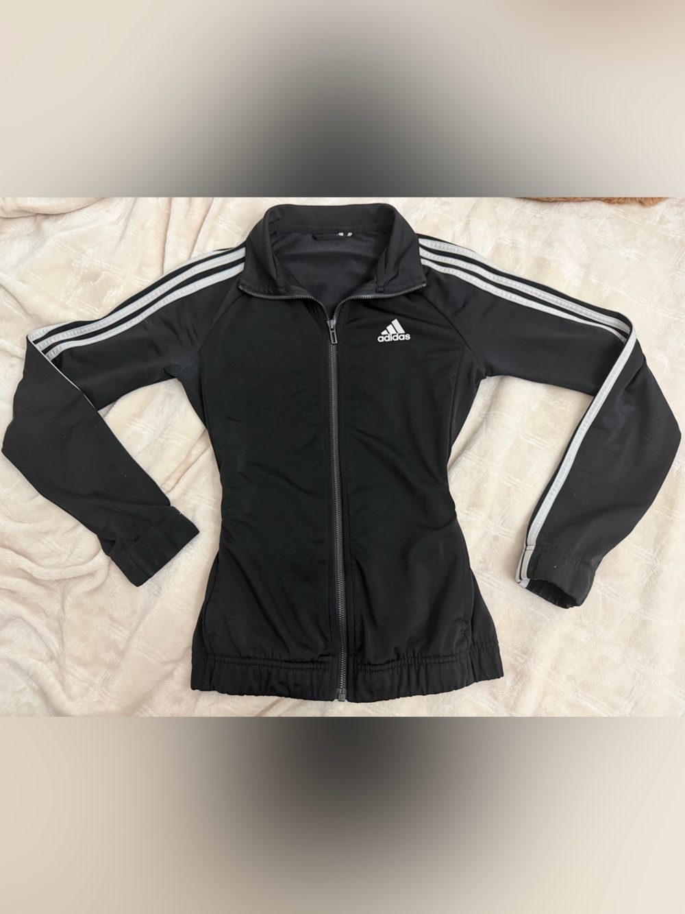 adidas Black Women's Three-Stripe Zip Bomber Jacket